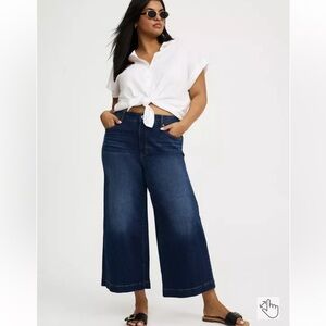 Torrid High Rise Wide Leg Ankle Crop Jeans with Vintage Stretch, 12